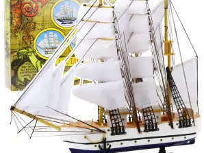 Modelo de coleccionista decorativo barco velero fragata blanco 49x43cm