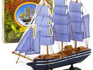 Collectible Model Decorative Sailing Ship White & Blue 33x31cm