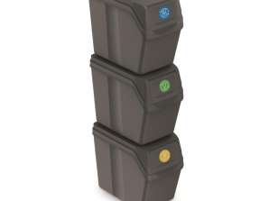 Ensemble de bacs de tri Sortibox 3x20L gris ISWB20S3