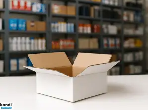 Verpackungskarton 200×200×110 mm Großhandel, Material: Wellpappe, Farbe: weiß, A-Ware, Restposten