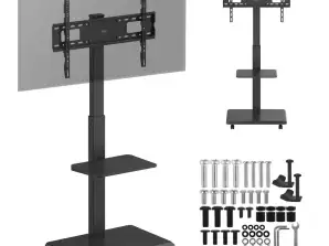 Stand/trolley for TV Ergo Office. Max. load 50kg / 5kg shelf. Max. VESA 600x400. wbud. power strip. black. ER 304 B