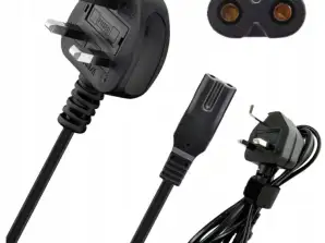 Kabel Przewód Zasilający 2-pinowy C7 Ósemka z Wtyczką Angielską UK Typu G