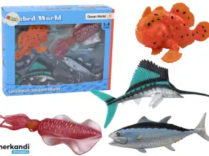 Figurine Set Sea Animals Ocean Fish Squid 4 Pieces