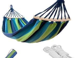 DOUBLE HAMMOCK FOR 2 PEOPLE XXL GARDEN SWING BAR + COVER ROPES