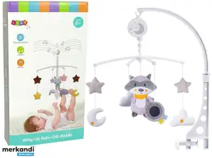 Carrusel de bebé para cuna Peluche Mapache Gris Melody