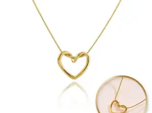 Колье HEART, нержавеющая сталь с напылением 14 карат, NST2152 ниткой