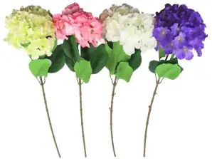 Kunstbloem Hortensia 84 cm 4 assorti assorti kleur geel, lila,roze en wit