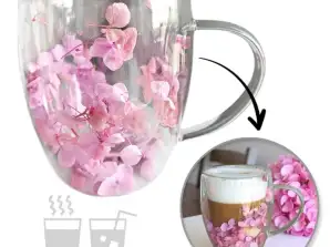 Termisk glass med blomster inni, gypsophila, hortensiaer, roser, 300 ml, 1 stk. SZK165