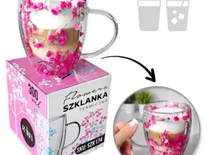 Termisk glass med blomster inni, gypsophila, hortensiaer, roser, 300 ml, 1 stk. SZK174
