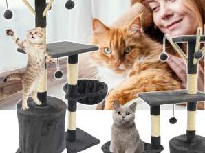 CAT SCRATCHER XXL TOWER 141CM VERSTECK 6 EBENEN STAND + SPIELZEUG