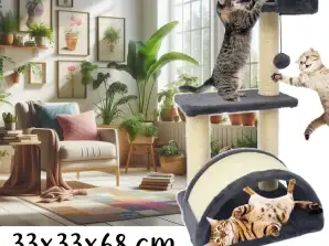 DRAPAK DLA KOTA 4 POZIOMY LEGOWISKO Z TUNELEM MOSTEM I BUDKĄ 68CM
