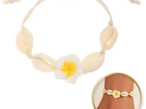 2-σε-1 βραχιόλι για πόδι και χέρι, σε κορδόνι, SHELLS και HAWAIIAN FLOWER B542ZO
