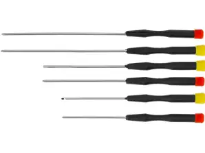 Long Radio Screwdrivers set of 6 parts: 3 flat, 3 cross