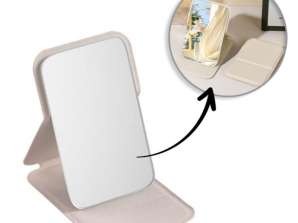 Cosmetic mirror made of eco-leather, opening, tuning, for handbag cream L17K