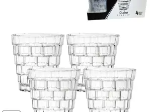 Glazen Qube Tumbler 280 ml set van 4 glazen robuust design en is ideaal voor het serveren van whiskey of andere dranken