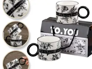 Set de 2 tazas en caja decorativa PARA TI, blanco y negro, 310ml KB11