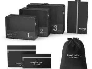 Set de viaje de 7 neceseres, organizadores, negro KS142CZ