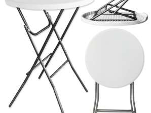 Mesa plegable con cerradura Mesa de centro redonda para banquetes Blanco 80x88cm