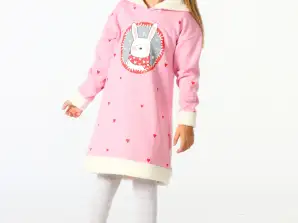Sudadera con capucha de vestir de algodón suave rosa conejito para niña