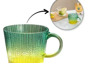 Vaso grande de vidrio ranurado, ombre verde botella, 380 ml, 1 ud. SZK176