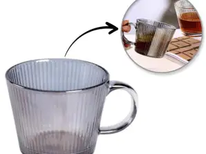 Vaso grande de vidrio ranurado, grafito, gris, 380 ml, 1 ud. SZK177