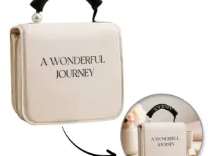 Elégant sac à cosmétiques pliable avec poignée, crème KS153K