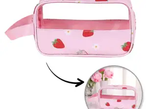 Sac à cosmétiques pliable, étui portable, taille S, 22x7x13cm, FRAISES, KS149