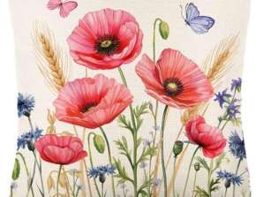 Lněný povlak na polštář 45 x 45 cm s jarním motivem POPPIES POD217