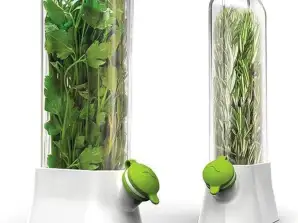 Recipiente para almacenar hierbas frescas, menta, verduras en el refrigerador POJ09