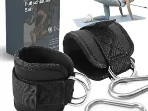 Fußschlaufen 2er-Set schwarz - mit Klettverschluss & Karabiner