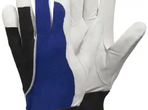 Tegera Ziegenlederhandschuhe 13 Größe 8 weiß/blau/schwarz