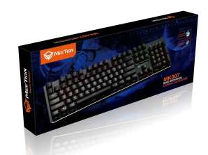 Meetion MK007 mehāniskā varavīksnes apgaismojuma spēļu tastatūra, Outemu Blue Switch, melna, USB