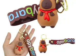 Nøglering Capybara figur med rød bandana vedhæng karabinhage cirkel