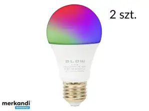87 411 # E27 LED pære 10W 230V RGB CW 2stk wifi