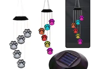 Solárne záhradné svetlá LED zvončeky Psie labky farebné 70 cm