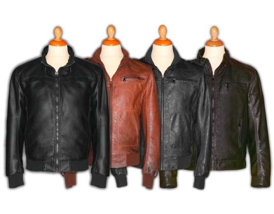 Men's Faux Leather Jackets Ref. 1608 Colors: Black and shades of brown.