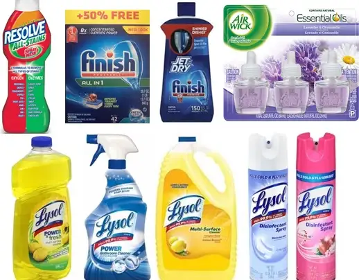 Pallets of Lysol & Airwick cleaning products 