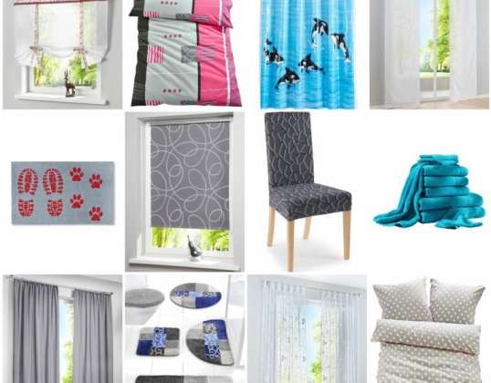 Home Textiles Mix - gardiner, tæpper, sengetøj, måtte, badeforhæng et