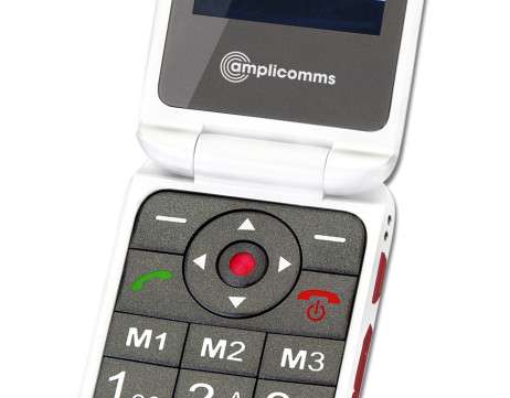 PowerTel M7000i hvid Senior Folding Mobiltelefon Høreapparat kompatibel M4/T4
