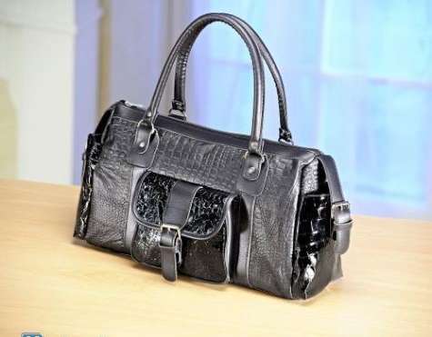 Handtasche Kroko schwarz online