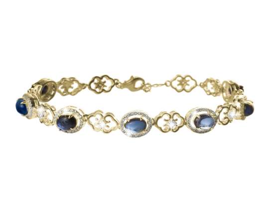 Silver Gouden Plaat armband met Gemaakt Sapphire & Diamond (Clearance
