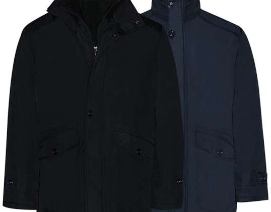 Heren jassen ref. 1320 Voor kou en regen. Maten M, L, XL, XXL, XXXL. Kleuren: zwart en donkerblauw.