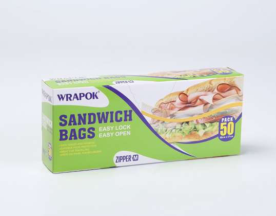 50 transparent storage bags with LDPE zipper - 17 x 18 cm - 45 microns