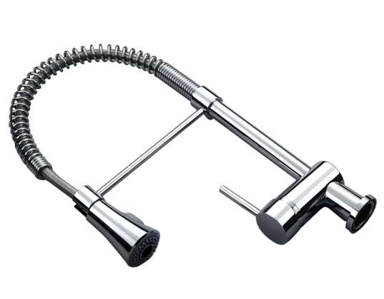 Kitchen mixer tap with hand shower and swivel spout - chrome finish