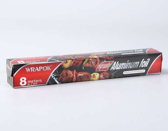 Rol aluminiumfolie - 8 m - 13 micron - in dispenserdoos