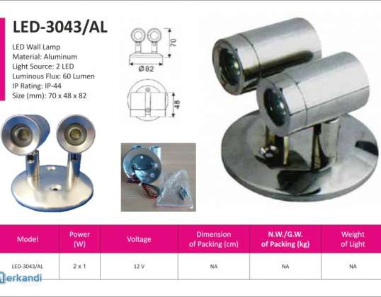 Hochwertige LED-Wandleuchte LED-3043AL mit Aluminiumkonstruktion und kaltweißem Licht
