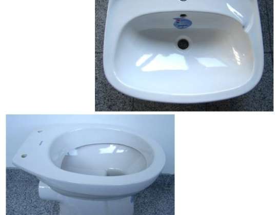 15. Speciellt KERAMAG badrumsset handfat 55cm + WC i vitt