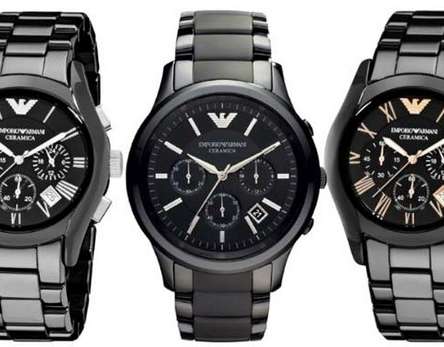 Emporio Armani AR1400 Montre chronographe en céramique noire pour homme