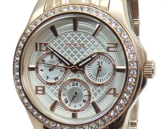 señoras del reloj Guess Watch multifuncional W0403L3 MINI EXEC subió diamantes de imitación de oro