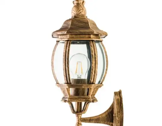 GOLDENE GARTENLAMPE / Aluminium + Glas / Retro-Stil / Starke Konstruktion